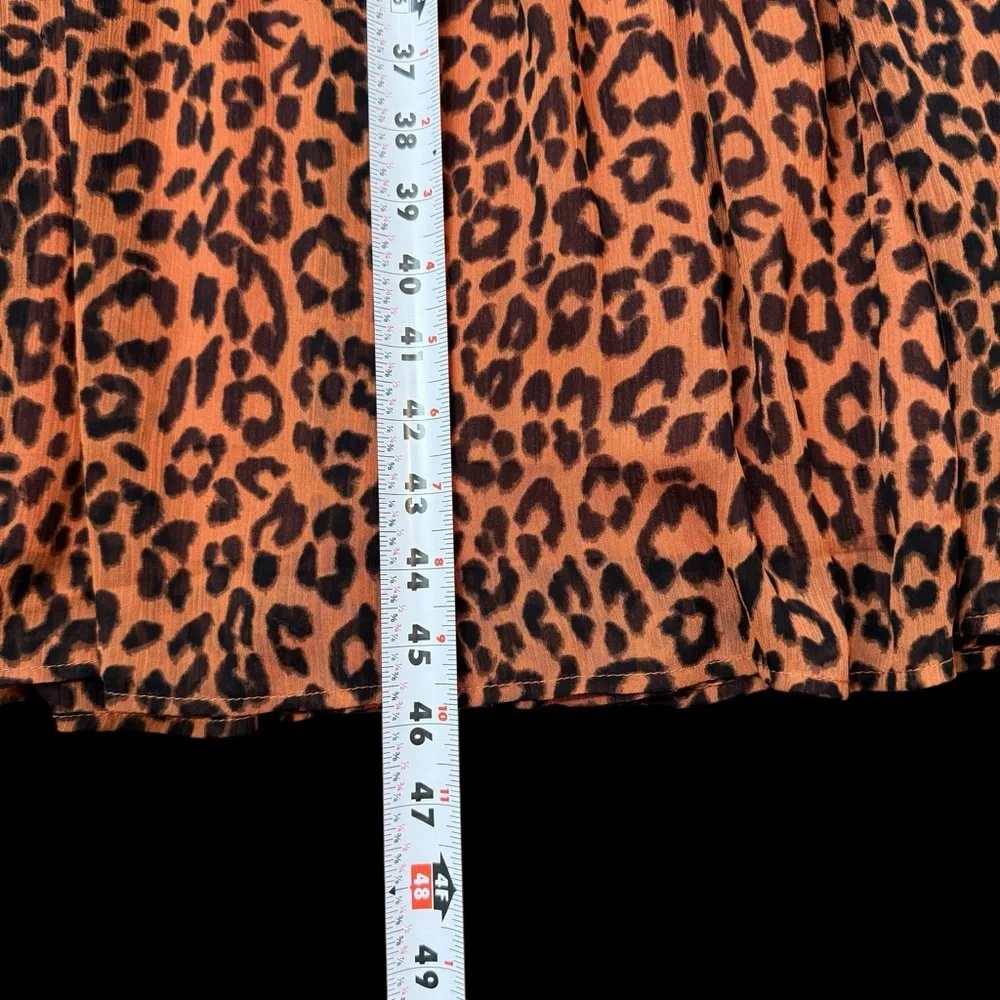 Loft Petite Leopard Print Tiered V-Neck Midi Long Sleeve Dress‎ Size 6 #211 - Picture 8 of 11
